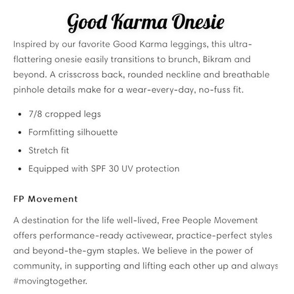 💚Free People Movement Good Karma Onesie - Shark 💚 M/L MSRP $98 - Picture 8 of 8